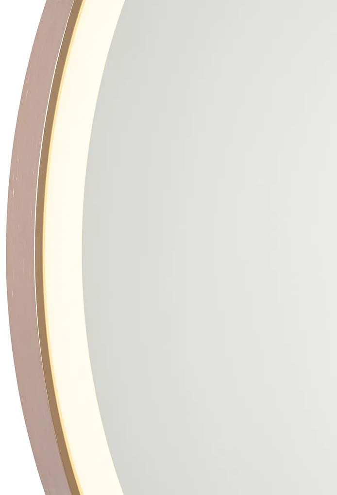 Badkamerspiegel rosé goud 70 cm incl. LED 3-staps dimbaar met touch rond - Miral Modern IP44 Lamp
