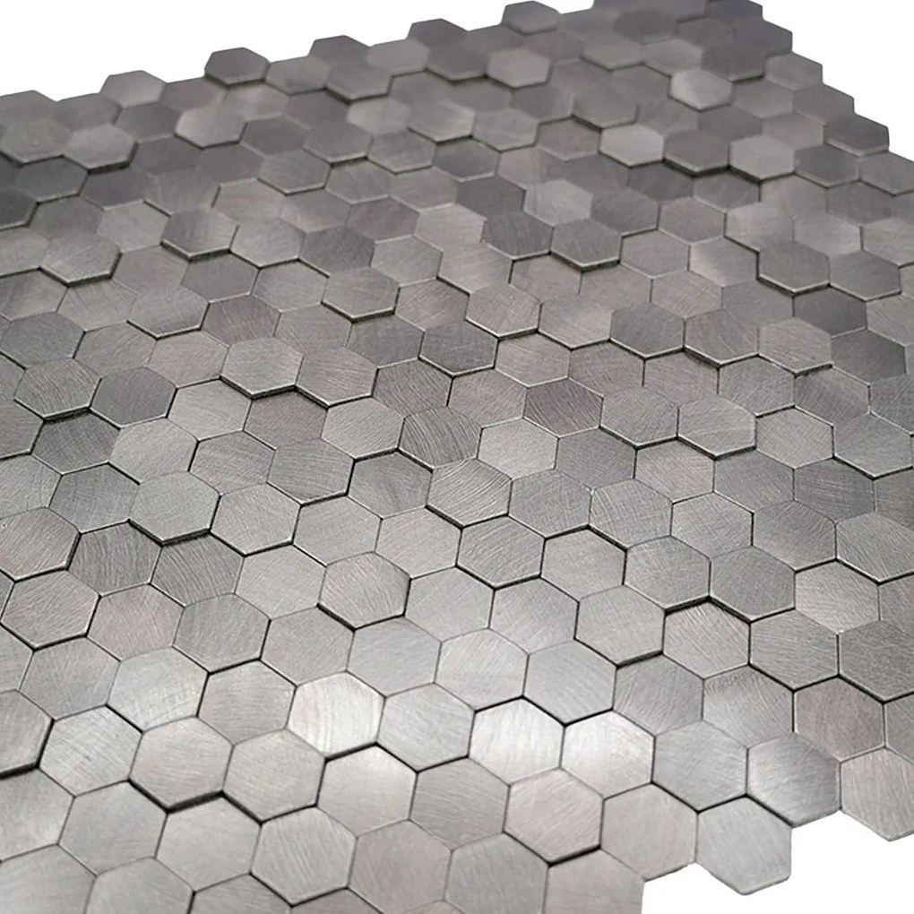 Zelfklevende Mozaïektegels Metaal | Mini Hexagon 3D Antraciet | 29,8×30,7 cm | Keuken, Bad & WC