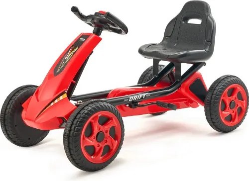 VEVOR Go-Kart, Trapauto met Stuur, Ergonomisch Verstelbare Stoel, Antislipwielen, Draagbare Trapauto met Trapkruk, Kindervoertuig voor Kinderen van 3-8 Jaar, Rood