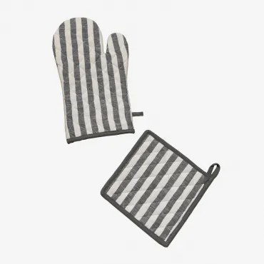 Set Van Ovenhandschoen En Doek Edouard Grijs – Antraciet - Sklum