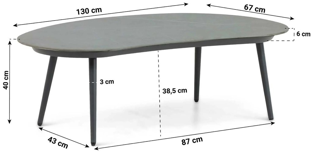 Hoek loungeset 5 personen Aluminium/rope Grijs Coco Puerto/Noar