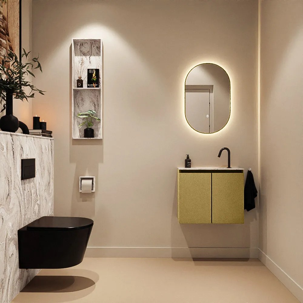 Mondiaz Ture DLux toiletmeubel 60cm oro met wastafel glace midden met kraangat