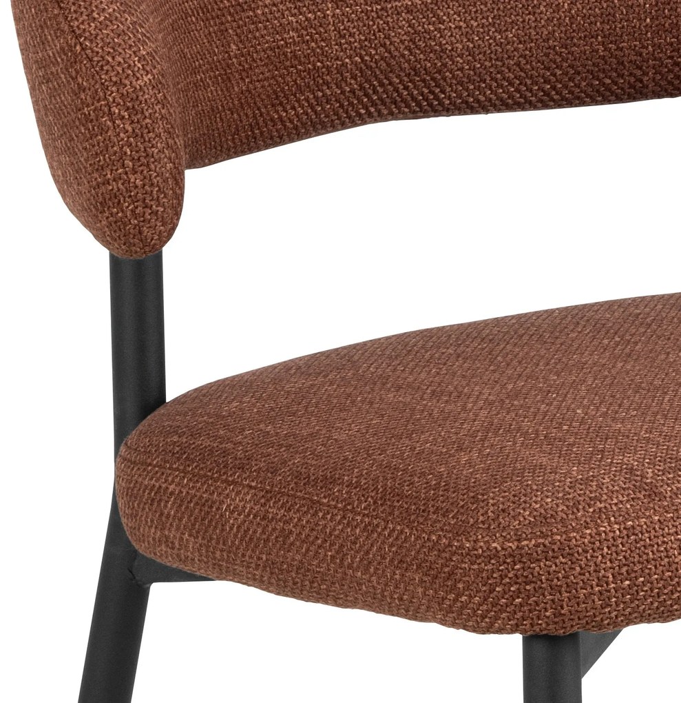 IRIS Terracotta (stof Basel 44) – GESTOFFEERDE STOEL MET GEVLOCHTEN RUGLEUNING VOOR WOONKAMER/EETKAMER LOFT