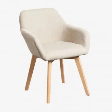 Set Van 4 Eetkamerstoelen Met Armleuningen Ervi Crème Beige - Sklum