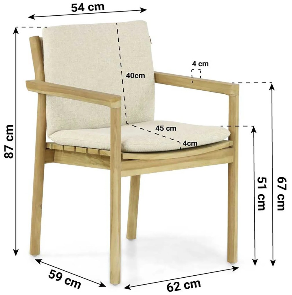 Tuinstoel Teak Old teak greywash Santika Suka