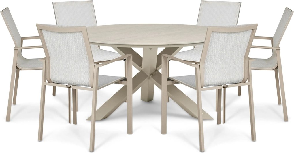 Tuinset 6 personen 150 cm Aluminium Zand/Beige Lifestyle Garden Furniture Timo/Xento
