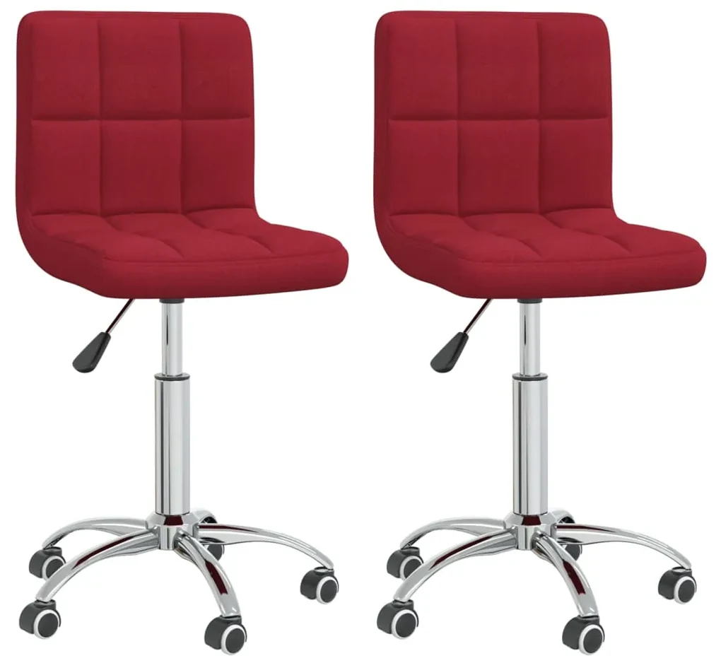vidaXL Eetkamerstoelen draaibaar 2 st stof wijnrood