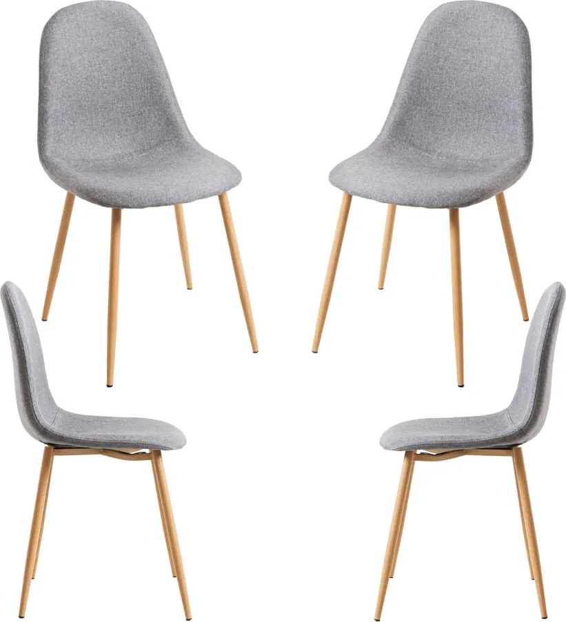 Set 4 Teok Stoffen Stoelen