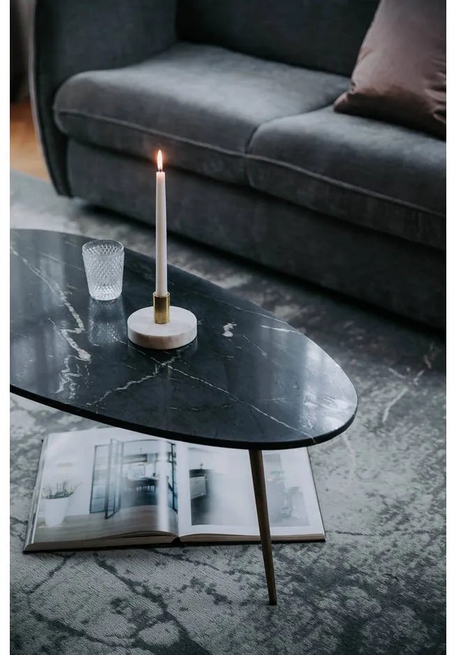 Goossens Salontafel Enzo ovaal, marmer zwart, elegant chic, 110 x 40 x 55 cm