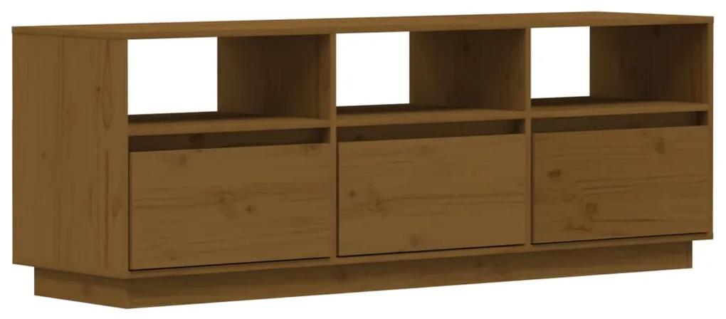 vidaXL Tv-meubel 140x37x50 cm massief grenenhout honingbruin