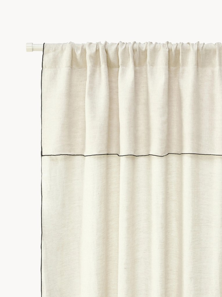 Semi-transparant linnen gordijnen Eleonara met tunnelzoom, 2-delig