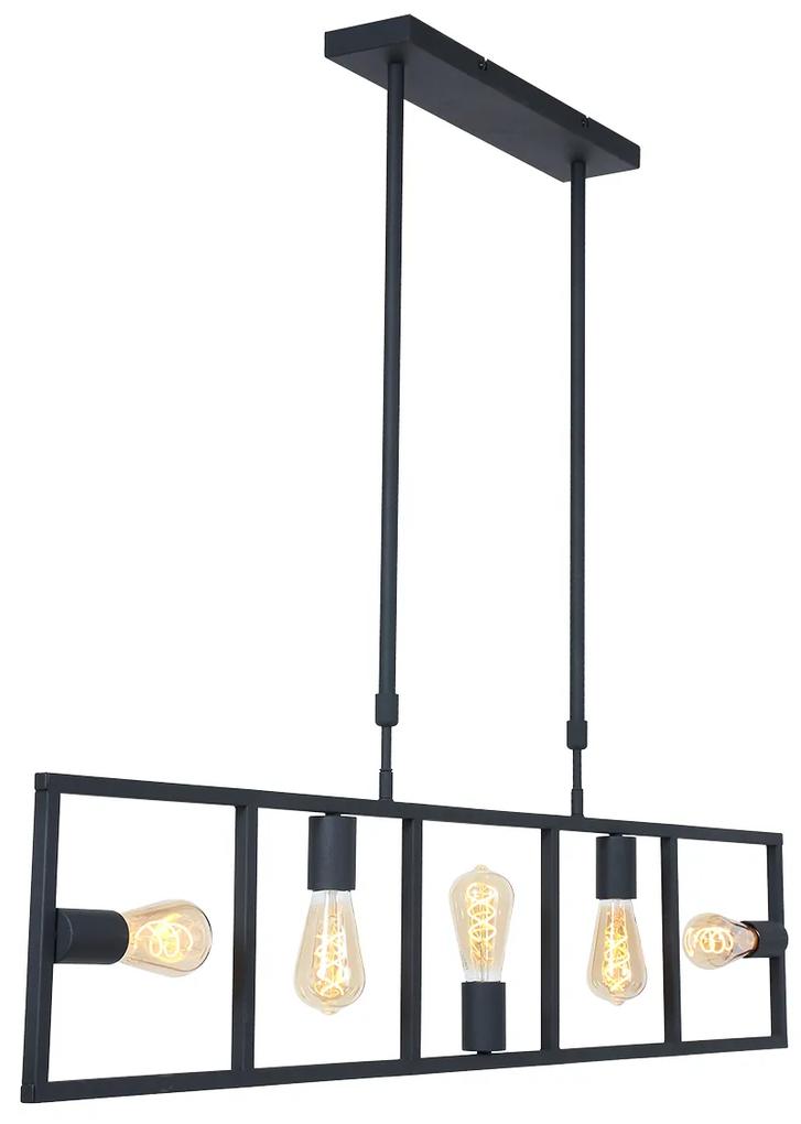 Hanglamp Racky 5-Lichts Zwart  - Metaal - Giga Meubel - Industrieel & robuust