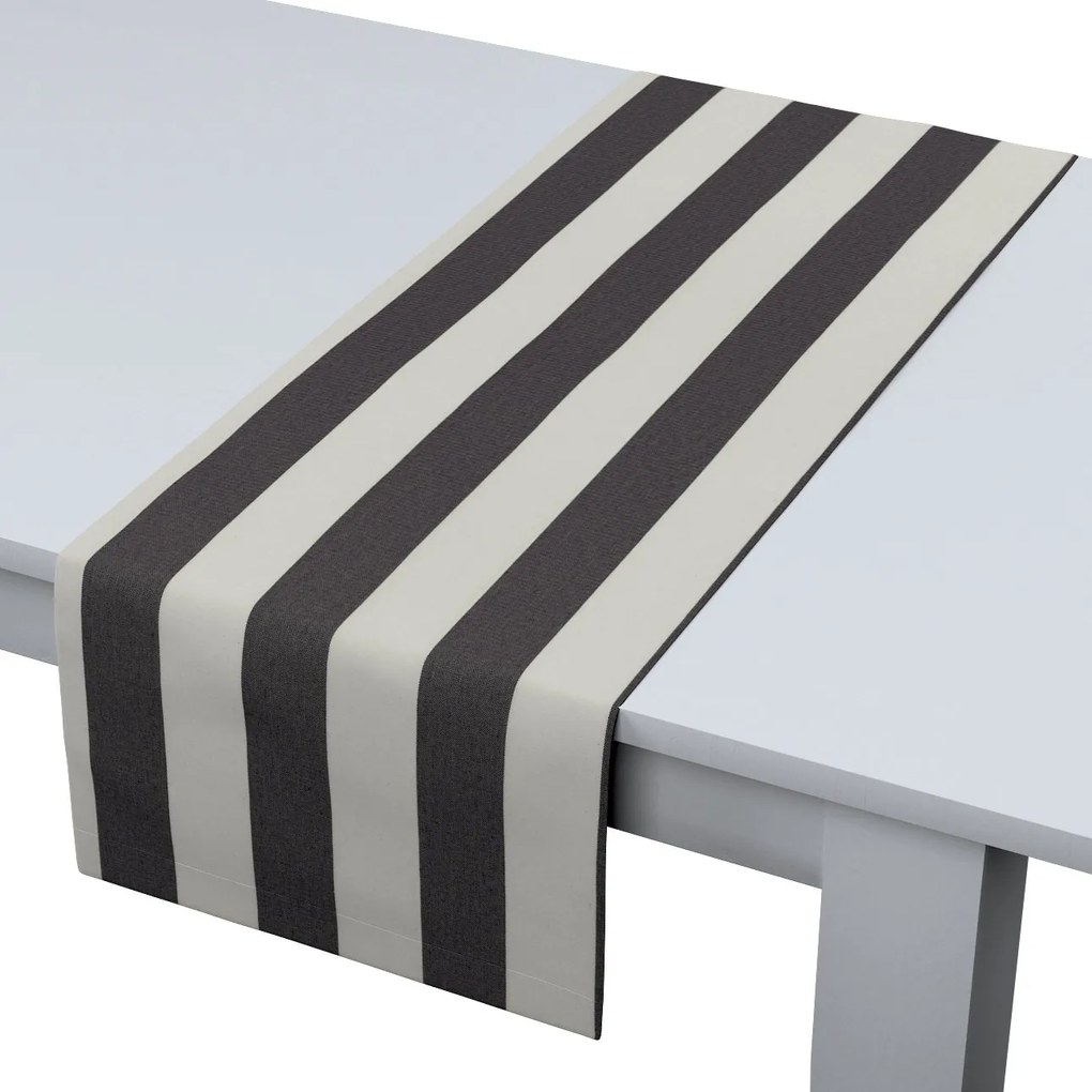 Dekoria Rechthoekige tafelloper, wit-grijs gestreept, 40 x 130 cm