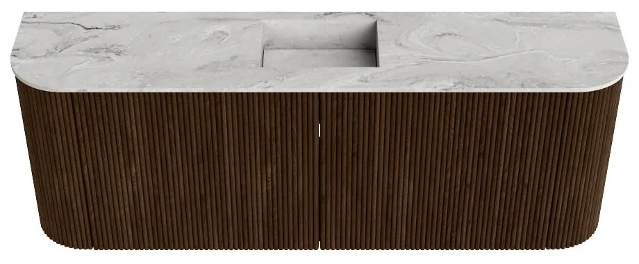 Mondiaz Joya DLux 115cm toiletmeubel ronding links/rechts walnut met wastafel faye midden 1 kraangat glace