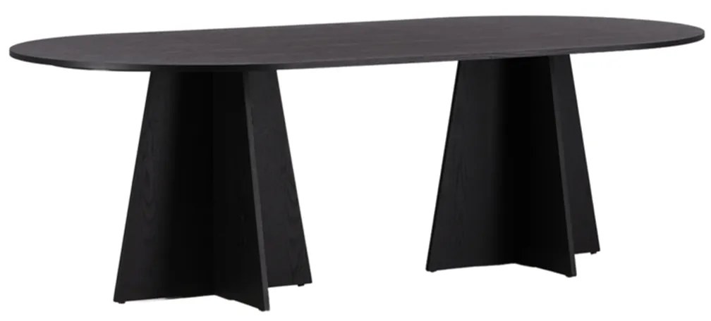 Ovale Eettafel Met Kruisvoet Zwart - 230 X 115cm.