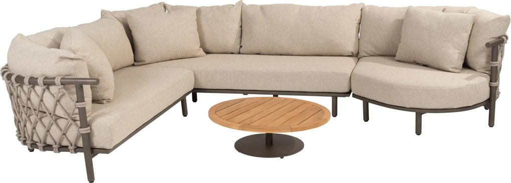 Ezra modulaire organische hoek loungeset 4 delig teak terre 4 Seasons Outdoor