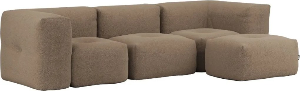 Soft Zitzak Indoor 3 Seater + Pouf - Teddy Brown