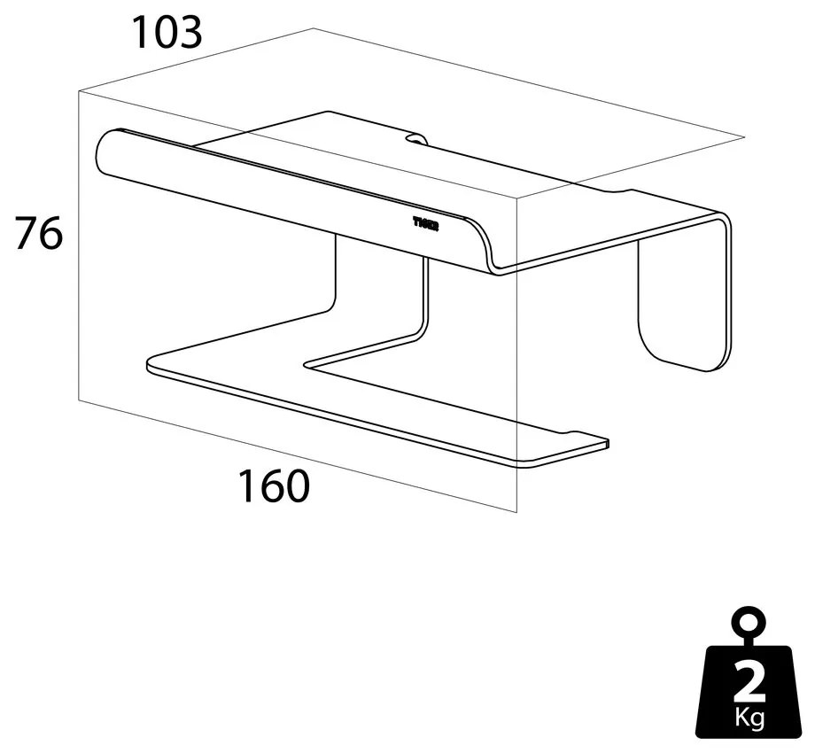 Tiger Colar toiletrolhouder met planchet zwart