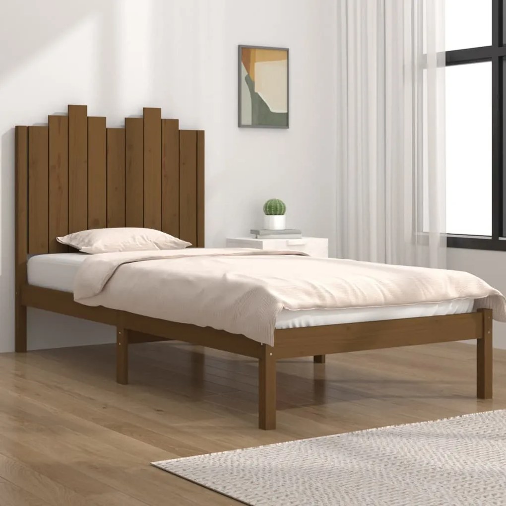 vidaXL Bedframe grenenhout honingbruin 75x190 cm 2FT6 Small Single