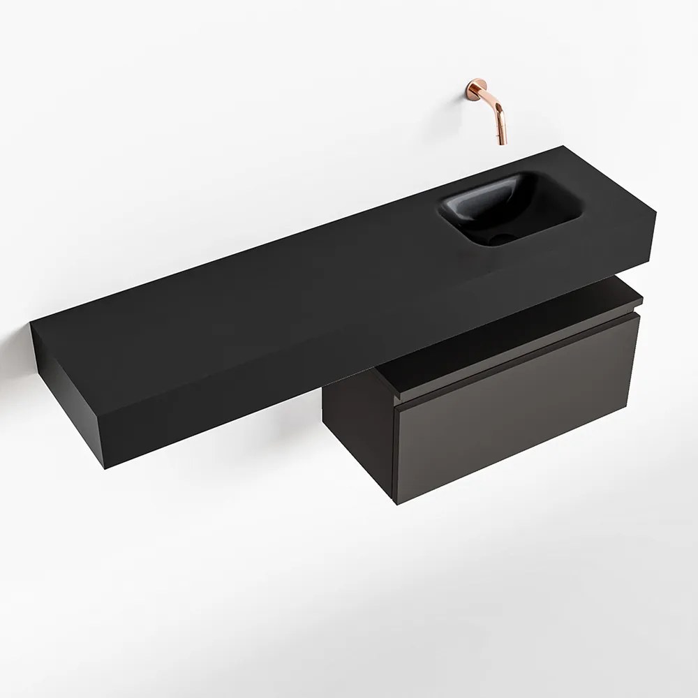 Mondiaz Andor toiletmeubel 60cm donkergrijs met zwarte wastafel 120cm rechts zonder kraangat
