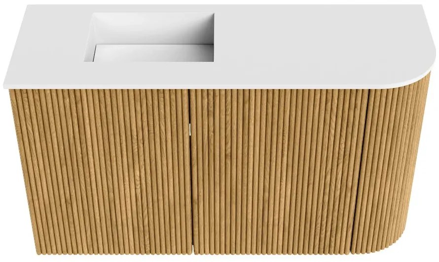 Mondiaz Joya 70cm toiletmeubel ronding rechts oak met wastafel faye links 1 kraangat talc