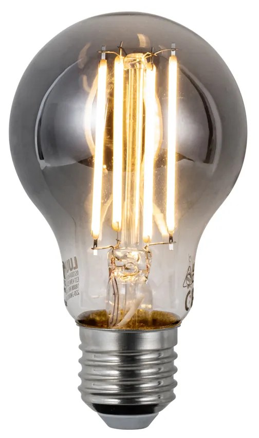 Smart plafondlamp met dimmer zwart met smoke glas incl. Wifi A60 - Bizle Modern E27 rond Binnenverlichting Lamp