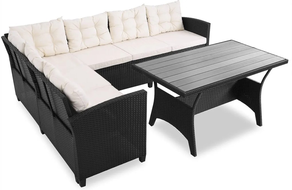 Nancy's Kula Loungeset - Met WPC Tafelblad - Tuin - Terras - Hoeksalon - Tuinmeubel - Polyrotan