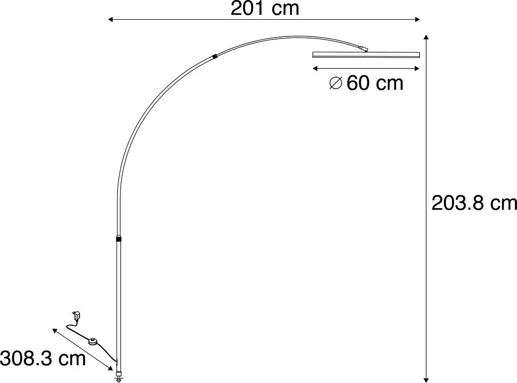 Design booglamp zwart incl. LED 3-staps dimbaar - Anello