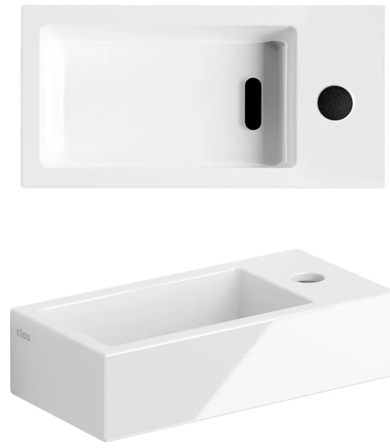 Clou Flush 3 keramische fontein 36cm met kraangat rechts wit glans