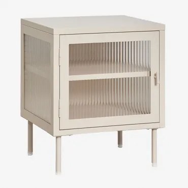 Pack Van 2 Nachtkastjes 45x40 Cm In Staal En Glas Paoline Beige – Crème - Sklum