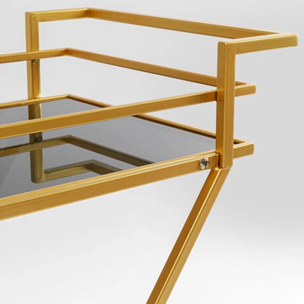 Kare Design Pyramids Serveer Trolley Goud Met Zwart - 65 X 35.5cm.