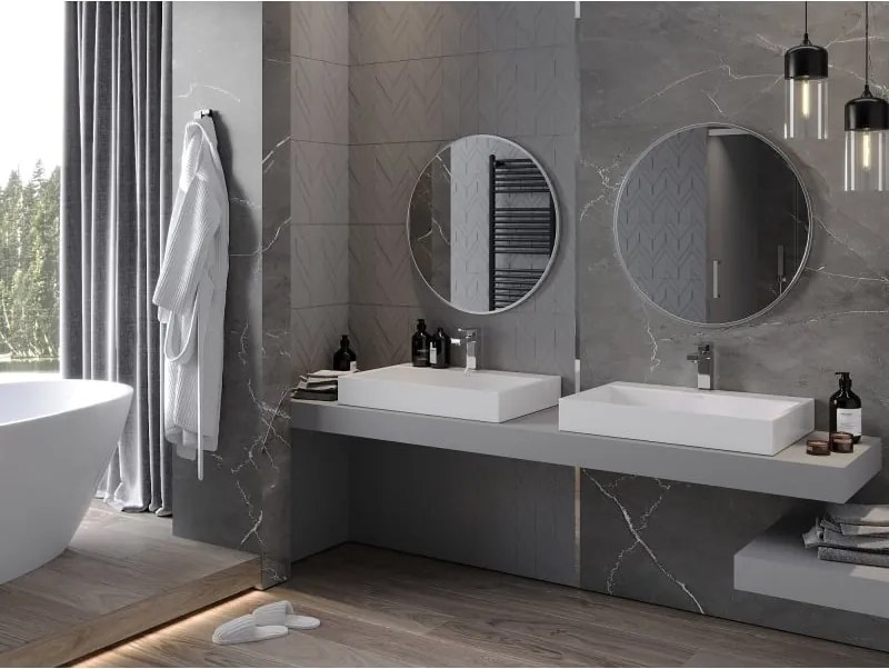 Mexen Loft ronde badkamer spiegel 70 cm, inox frame - 9850-070-070-000-10