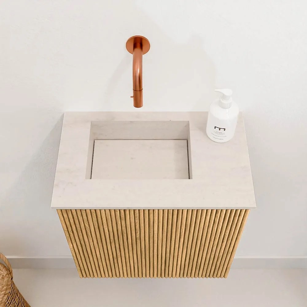 Mondiaz Joya DLux 40cm toiletmeubel oak met wastafel faye links zonder kraangat meli