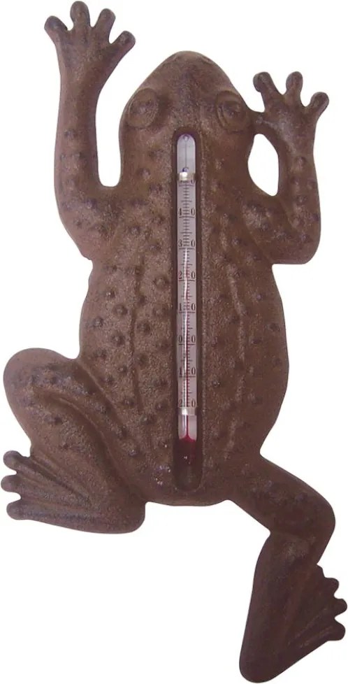 Esschert Design gietijzeren kikker thermometer met ophanghaak