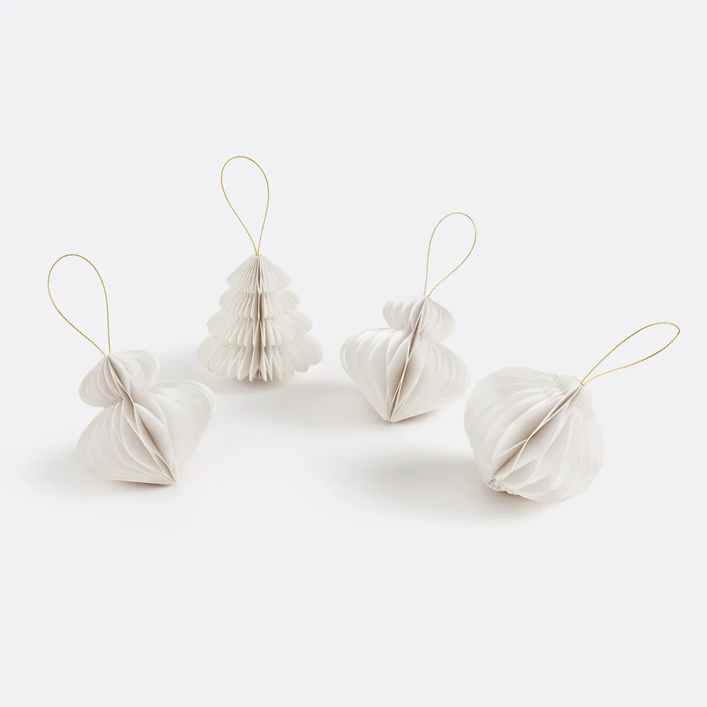 Set van 4 papieren kerstdecoraties, Caspar