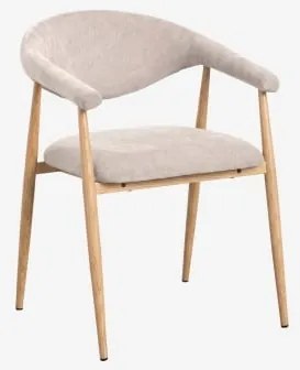Eetkamerstoel Met Armleuningen, Bekleed Met Nervoxi-stof Stof Crème Beige - Sklum