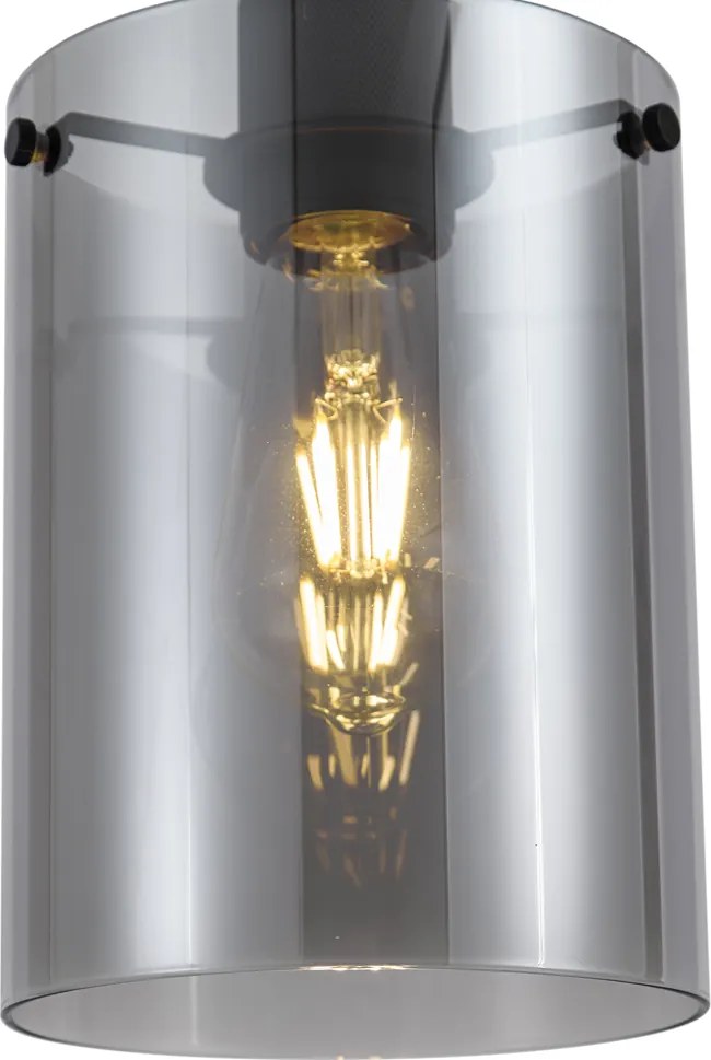 Design hanglamp zwart met smoke glas - Domo