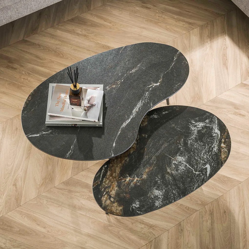 Salontafelset Keramiek Niervormig - 91 X 55cm.