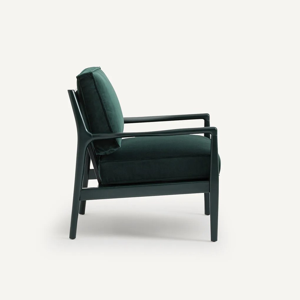 Fluwelen fauteuil met gelakt frame, Dilma
