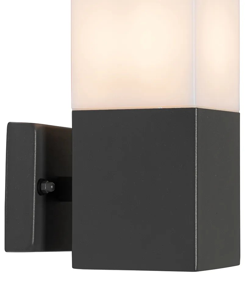 Moderne buiten wandlamp antraciet met opaal - Malios Modern E27 IP44 Buitenverlichting