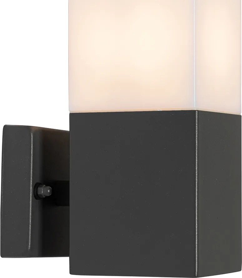 Moderne buiten wandlamp donkergrijs met opaal - Malios