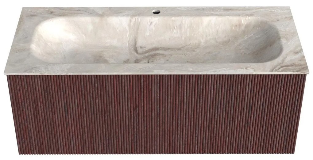 Mondiaz Kurve-dlux 110cm badmeubel ruby met 1 lade en wastafel big medium midden 1 kraangat frappe
