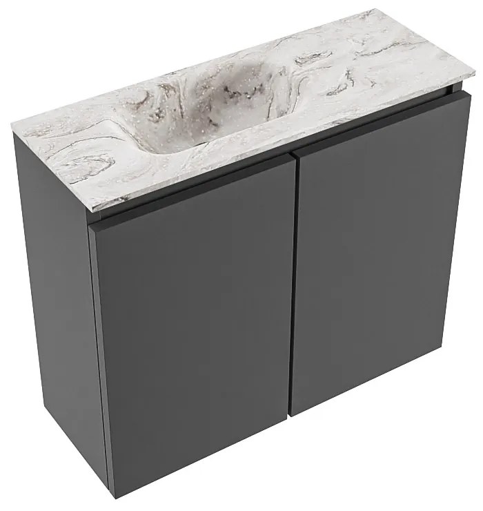 Mondiaz Ture DLux toiletmeubel 60cm dark grey met wastafel glace links zonder kraangat