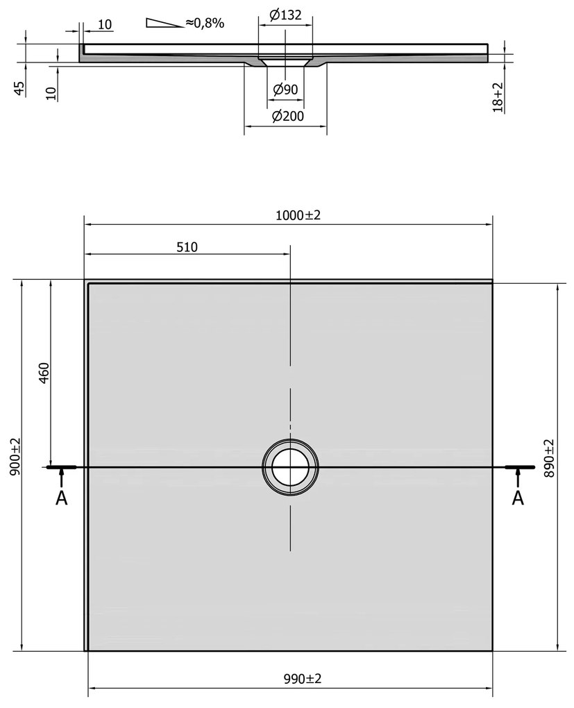 Polysan Mirai rechthoekige douchebak 2 randen links 100x90cm wit