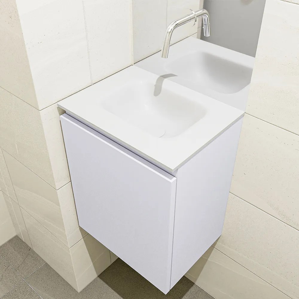 Mondiaz Olan 40cm toiletmeubel cale met wastafel talc midden geen kraangat