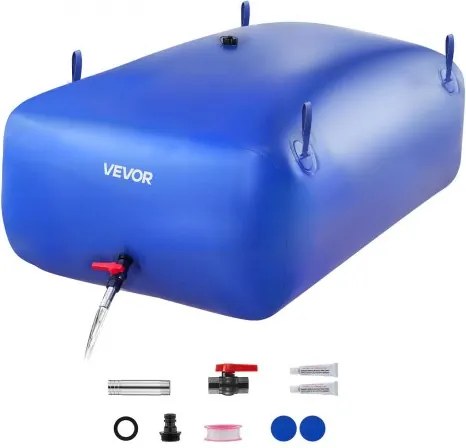 VEVOR Waterzak/Opbergcontainer 540 L, Waterzak gemaakt van duurzaam 1000D PVC, Waterzak, ideaal voor kamperen, tuinirrigatie, campers en noodgevallen, blauw