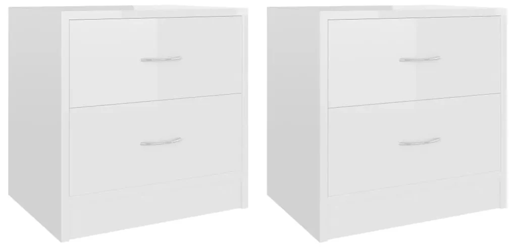 vidaXL Nachtkastjes 2 st 40x30x40 cm spaanplaat hoogglans wit