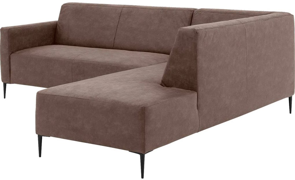 Goossens Key West bruin, micro leer, 2,5-zits, modern design met ligelement rechts