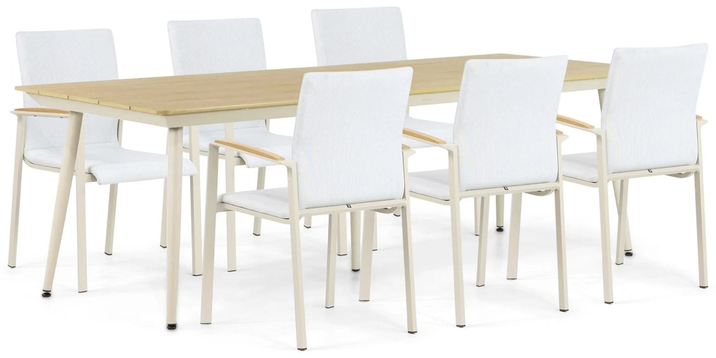 Tuinset 6 personen 240 cm Aluminium/textileen Taupe Lifestyle Garden Furniture Brandon/Matale