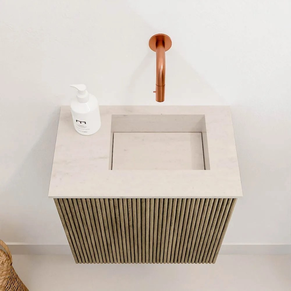 Mondiaz Joya DLux 40cm toiletmeubel dusk met wastafel faye rechts zonder kraangat meli